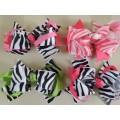  Zebra Print Ribbon Color Layered Hair Bow